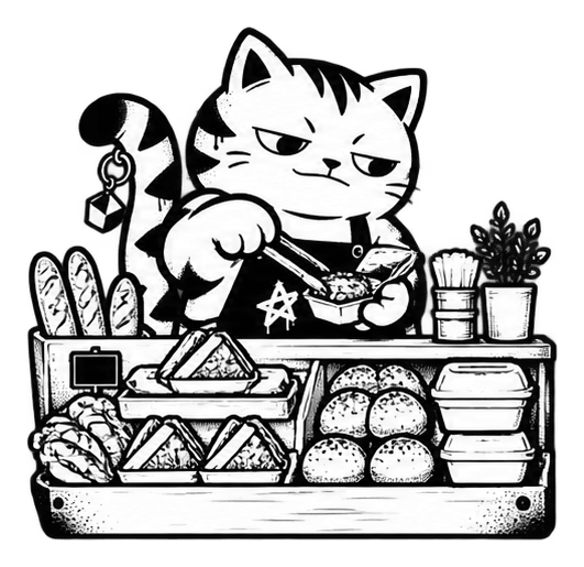 攤玩貓在輕食麵包攤夾三明治